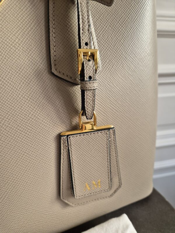 Prada Double Bag Saffiano Leder taupe – Bild 5