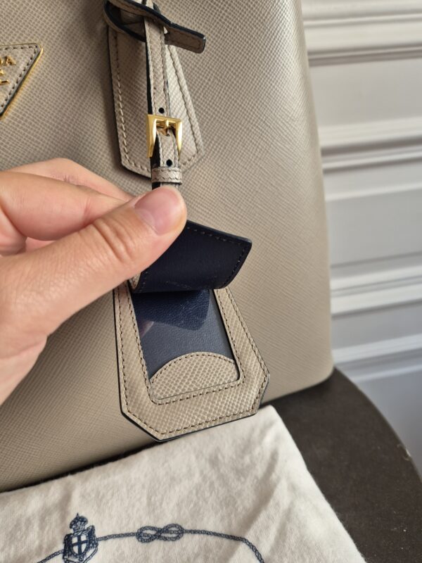 Prada Double Bag Saffiano Leder taupe – Bild 6
