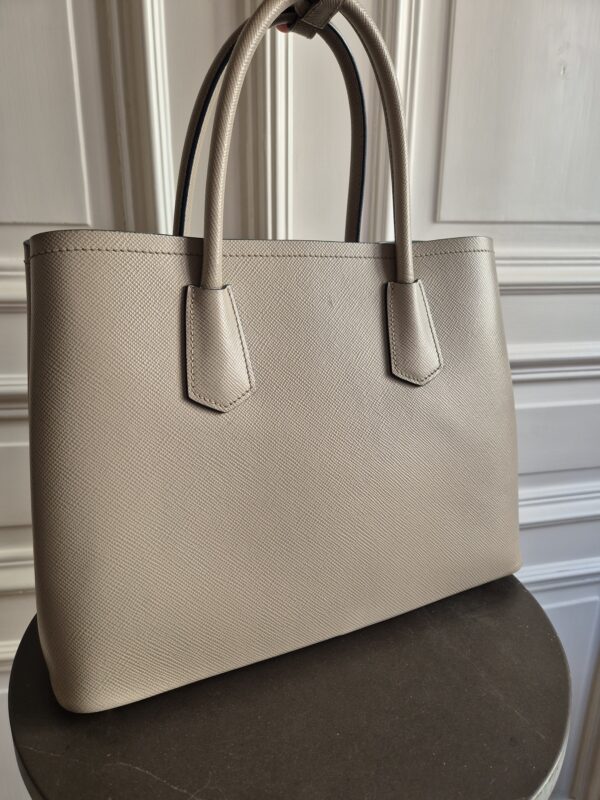 Prada Double Bag Saffiano Leder taupe – Bild 10